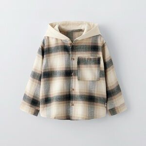 Zara Plaid Hooded Shirt
